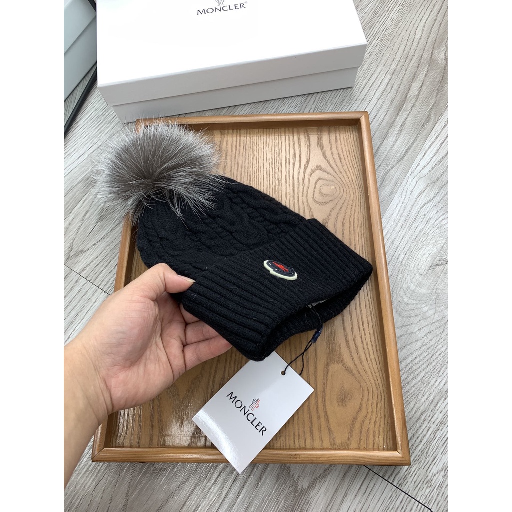 C Mengkou Mũ Len Dệt Kim Đính Bóng Lông Cáo Ấm Áp Cho Nam Và Nữ