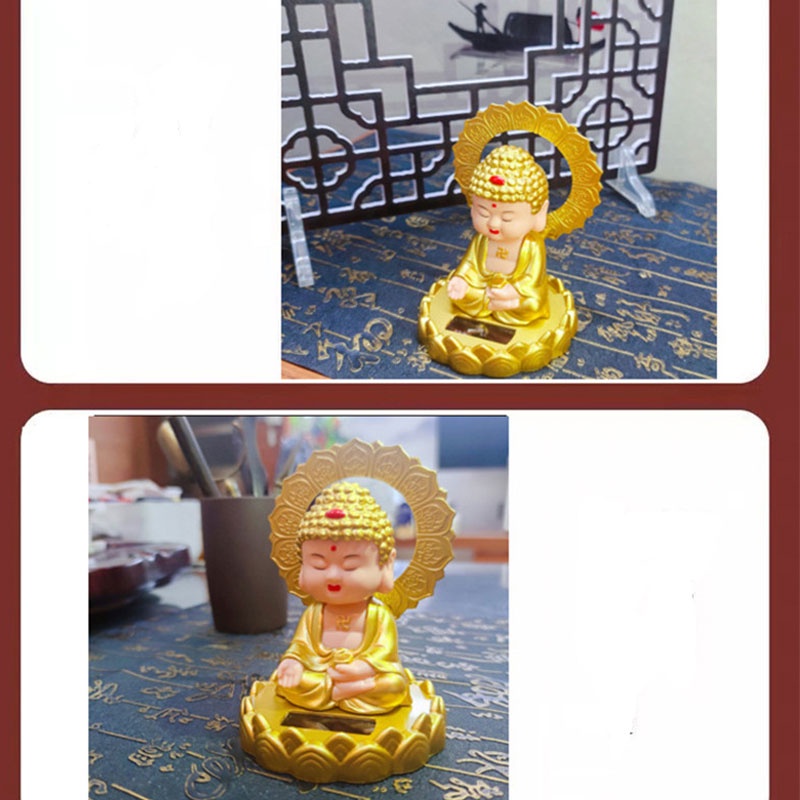 Tượng Phật Như Lai Gật Đầu Trang Trí Taplo Xe Ô Tô,Phòng Ngủ,Bàn Làm Việc - Sử Dụng Năng Lượng Mặt Trời CARZONE