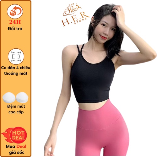 Áo tập yoga gym aerobic zumba có kèm bra đệm mút thiết kế dây lưng xinh thấm hút mồ hôi co dãn 4 chiều B0810