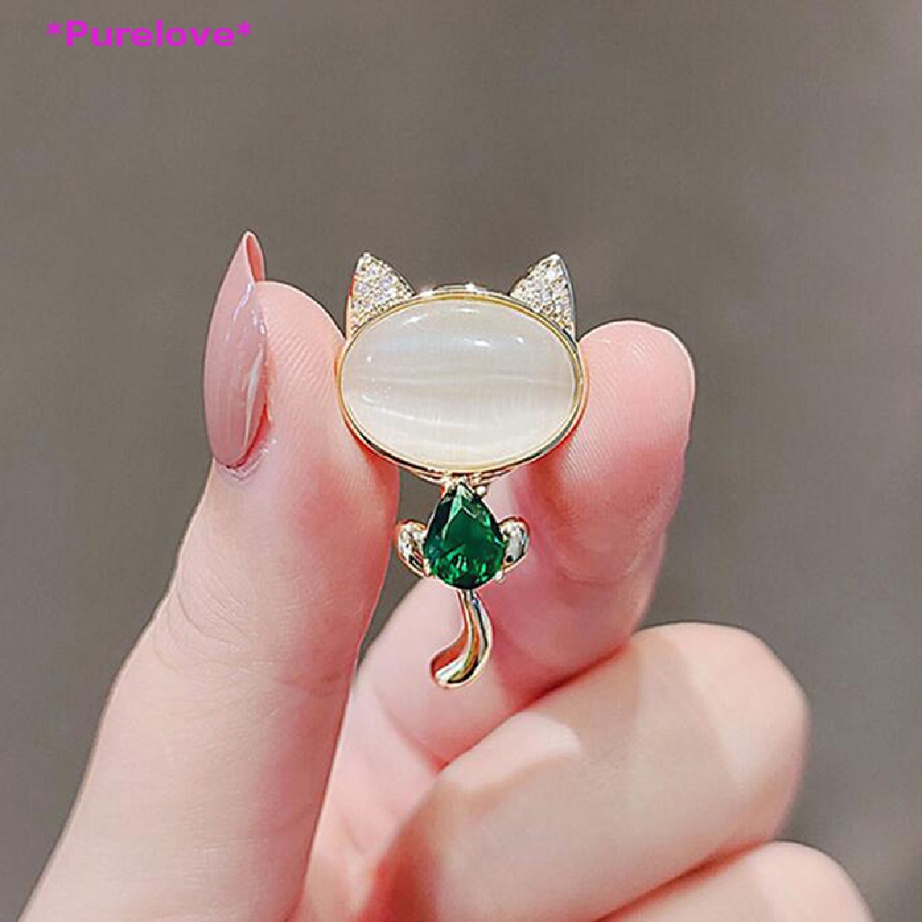 Ghim Cài Áo Hình Mèo Đính Đá Opal Thanh Lịch Cho Nữ Mới