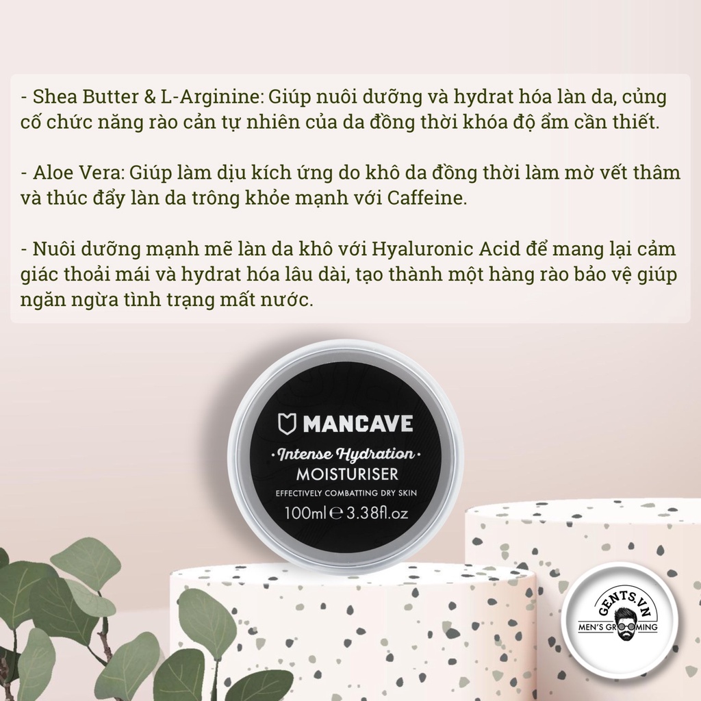 Kem dưỡng tăng cường độ ẩm da cho nam ManCave Intense Hydration Moisturiser 100ml