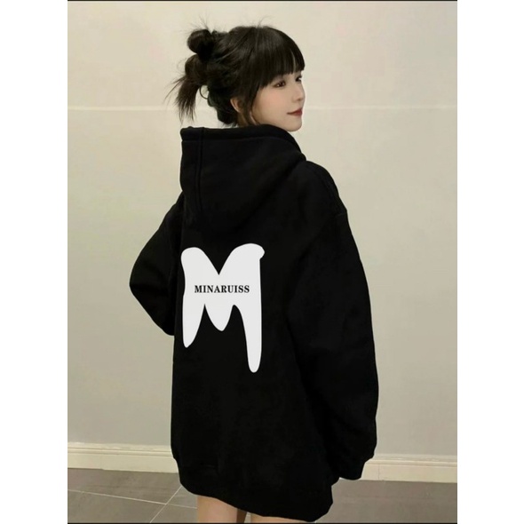 Áo Khoác Nỉ Nữ Chữ M Nón Liền Màu Đen Phong Cách Trẻ Trung Siêu Hot NEW UNISEX