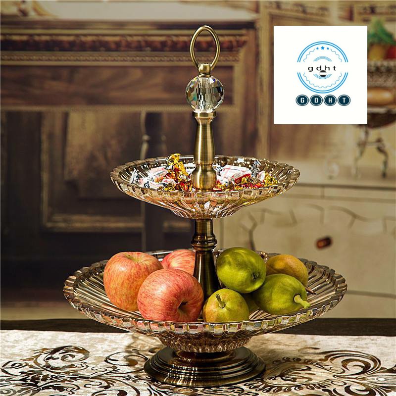 Khay thủy tinh cao cấp 2 tầng đựng bánh kẹo, trái cây sang chảnh