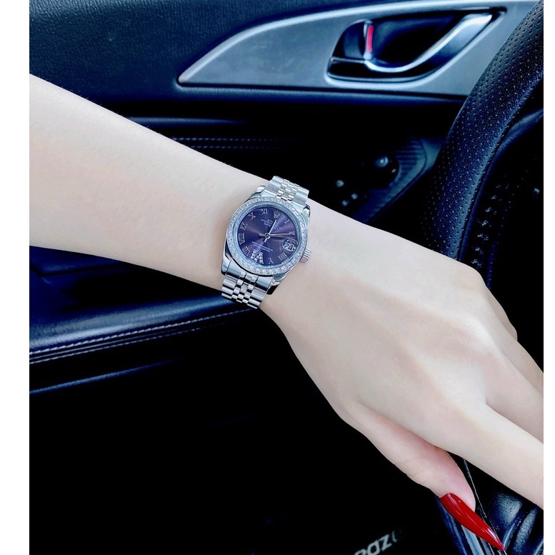 [JASMINE WATCH] Đồng hồ đeo tay nữ, đồng hồ nữ ROLEX full hộp cao cấp, thẻ quốc tế, màu tím thời trang, đính kim cương #8