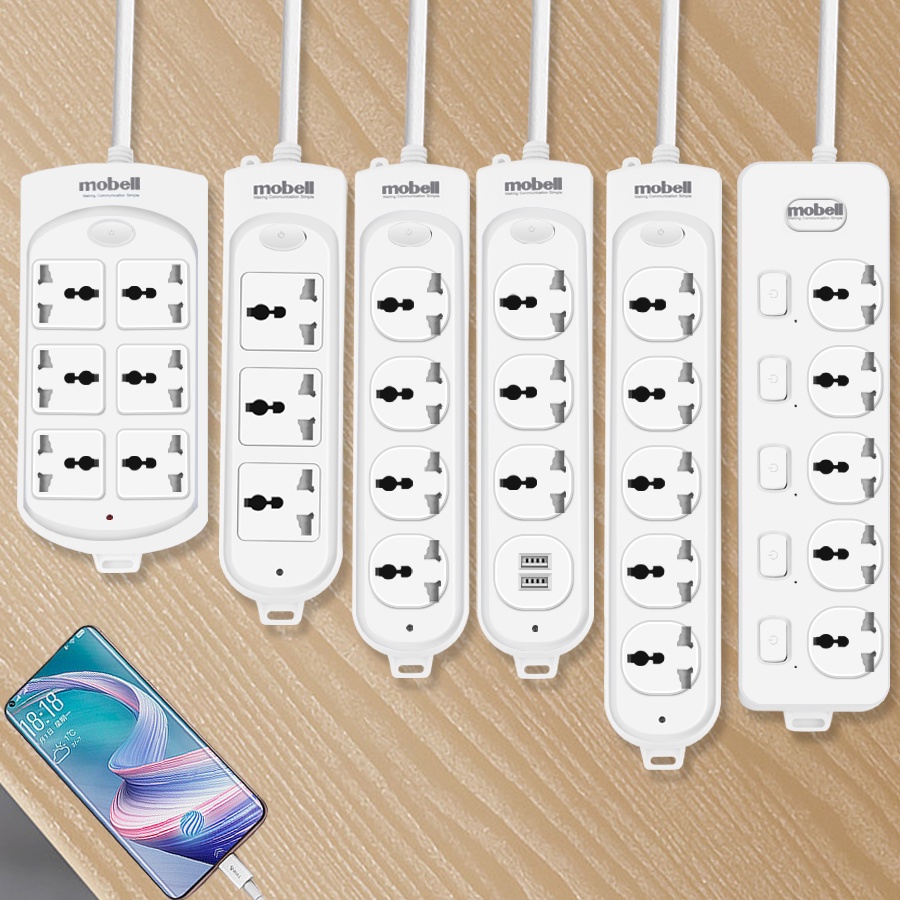 Ổ điện đa năng công suất 2500W nhiều lỗ cắm công tắc riêng dài 2M 3M 5M chất liệu nhựa ABS chịu nhiệt chống cháy cao cấp
