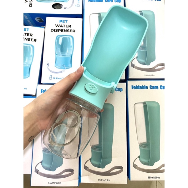 Bình nước uống gấp đôi cầm tay cho chó mèo - Bình nước uống dã ngoại cho chó mèo
