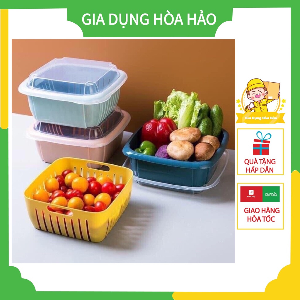Bộ Rổ Nhựa Kèm Chậu Có Nắp Đậy Sạch Sẽ Tiện Lợi - Bộ Thau Rổ Có Nắp Bảo Quản Thực Phẩm Mẫu Mới Loại Tốt