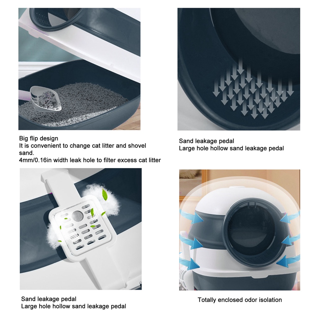 Có thể bán buôn Hộp vệ sinh cho mèo kèm theo đầy đủ Splash Proof Chảo có mũ trùm đầu không mùi nắp đậy con Virgina056 Hàng giao ngay