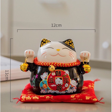 Mèo thần tài đựng ống heo may mắn chiêu tài lộc, phát tài cao 11cm