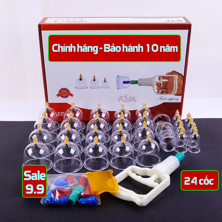 Bộ giác hơi không dùng lửa KAW-K001 24 cốc, trong suốt, siêu bền, chính hãng - Hàng cao cấp bảo hành 3