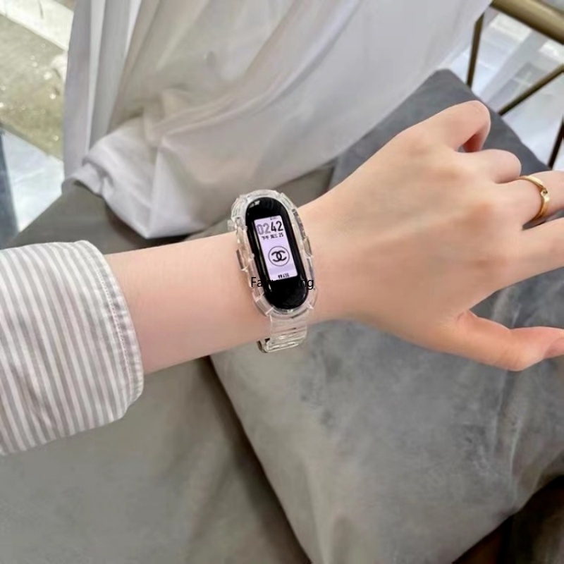 Dây Đeo Silicon Thay Thế Màu Hồng / Xanh Lá Cho Xiaomi Mi Band 6 5 4 3 7 M Miband band6