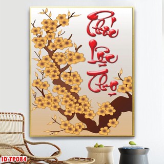 Tranh Treo Tường Chữ Thư Pháp Phúc Lộc Thọ/ Treo Tường Phòng Khách/ Tranh Tráng Gương Cao Cấp