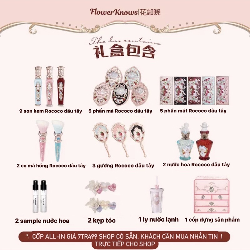 Set 4 Sản Phẩm Bộ Sưu Tập Strawberry Rococo Mới Nhất Nhà Flower Knows Chính Hãng