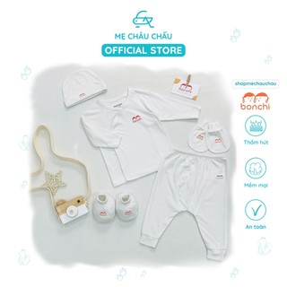 Set 5 Chi Tiết Bonchi Sơ Sinh (Gồm quần áo, bao tay, bao chân, mũ)