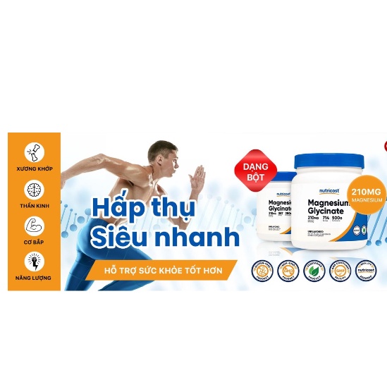 [Chính hãng] Viên uống Nutricost Magnesium Glycinate Capsules, 420 mg nhập khẩu Mỹ