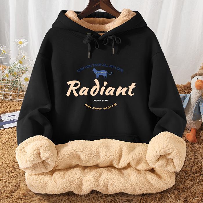 Áo Hoodie Lót Lông Cừu Dày Phong Cách Mới