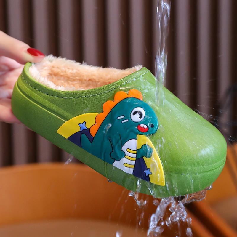 Dép Bông Đi Trong Nhà Mềm Mại Chống Trượt Chống Thấm Nước Phong Cách Thu Đông Đáng Yêu Cho Bé Trai Và Gái