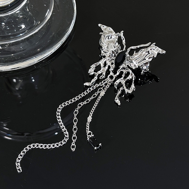 Ghim Cài Áo Hình Cánh Bướm Phối Dây Tua Rua Đính Đá zircon Phiên Bản hip hop Nhỏ Nhắn Cá Tính Phong Cách Hàn Quốc Cho Nữ