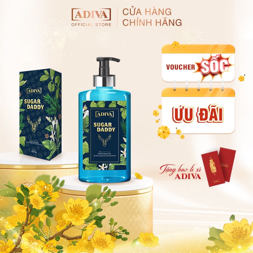 Sữa Tắm  Hương Nước Hoa Kháng Khuẩn Cho Nam ADIVA Sugar Daddy 400ml