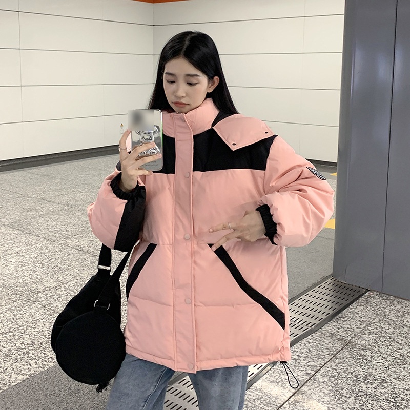 IELGY IELGY Áo Khoác Thể Thao cotton Dáng Rộng Có Nón Trùm Màu Sắc Phù Hợp Giữ Ấm Dành Cho Nữ