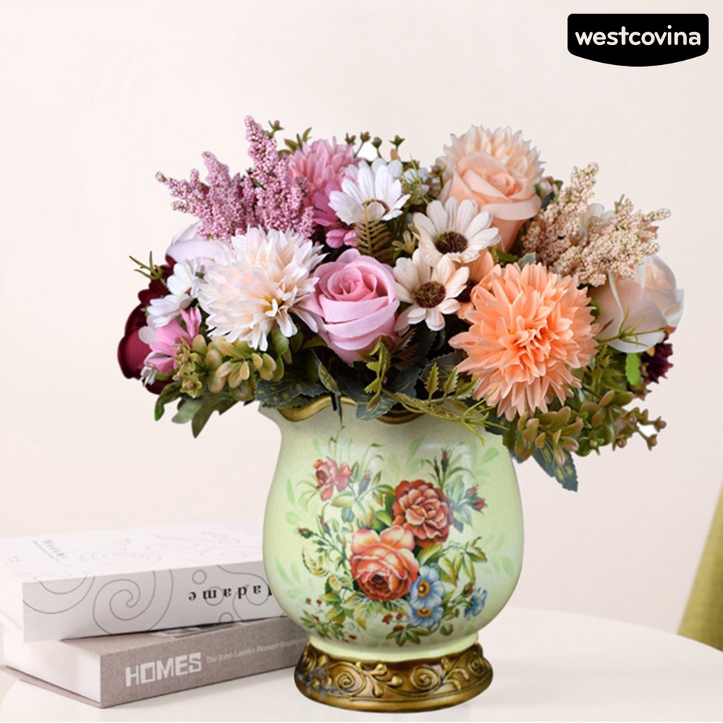 [WEST]⚘Bó Hoa Hồng Giả Bằng Lụa Dùng Trang Trí Nhà Cửa