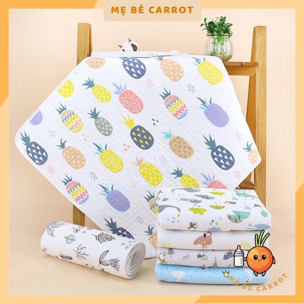 Lót chống thấm sợi tre KT 50 x 70cm, siêu thấm hút, Miếng lót thay bỉm chống thấm cho bé sơ sinh Mẹ Bé Carrot