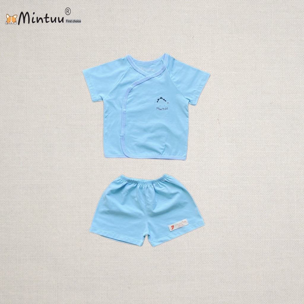 Bộ quần áo sơ sinh  cho bé  tay ngắn, cài xéo vải 100% cotton 4 chiều hiệu Mintuu First Choice cho bé 0 - 2 tuổi