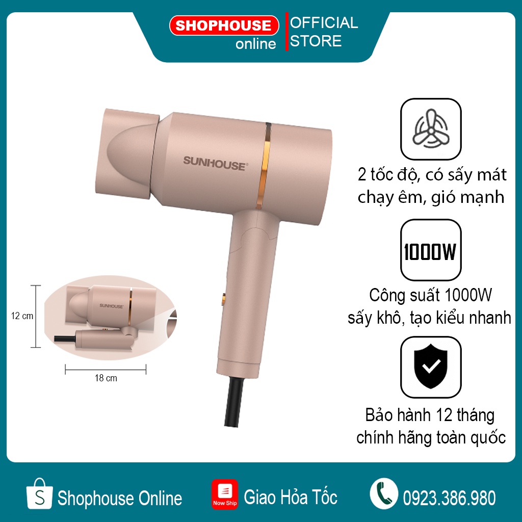 Máy sấy tóc Sunhouse SHD2313 công suất 1000W - Bảo hành 12 tháng