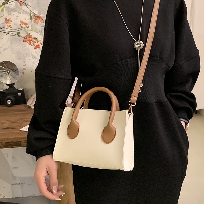 Mischa Túi Đeo Chéo Vai Hình Vuông Nhỏ Bằng Da PU Màu Tương Phản Đơn Giản Hợp Thời Trang