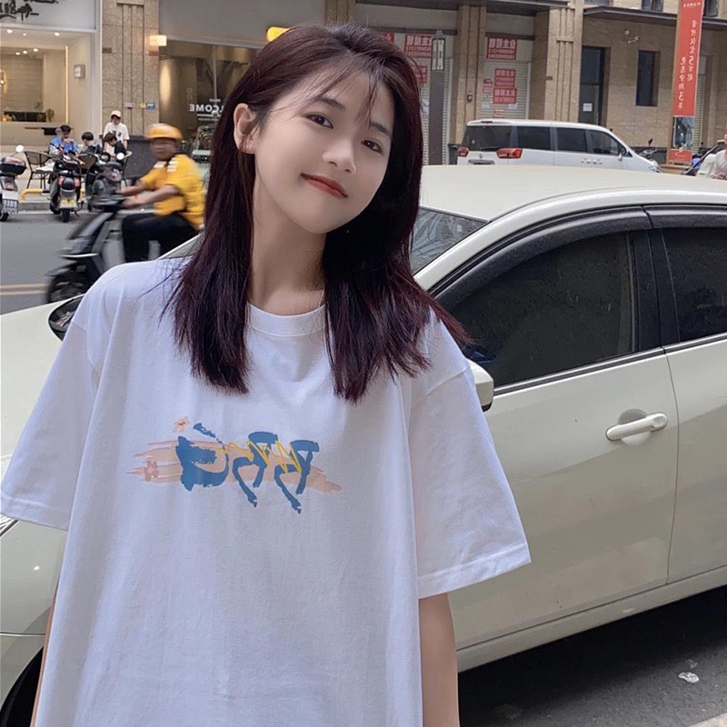 Áo Thun Ngắn Tay Dáng Rộng In Họa Tiết Sau Lưng Cá Tính Theo Phong Cách Hàn Quốc