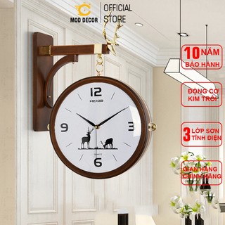  Đồng hồ treo tường trang trí hãng MOD DECOR giả gỗ 2 mặt mã 7728 