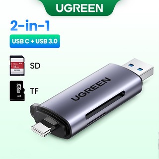 Đầu đọc thẻ ugreen usb c / usb 3.0 type c bộ chuyển đổi thẻ nhớ khe cắm kép