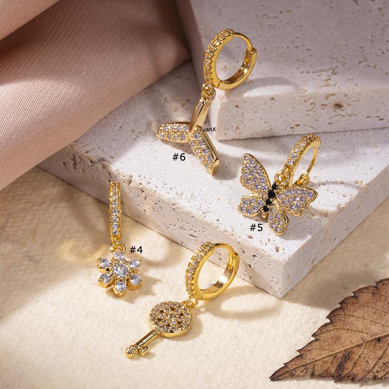 1 Khuyên Tai Dạng Vòng Lủng Lẳng Hình Bướm Hoa Đuôi Cá 9mm Helix