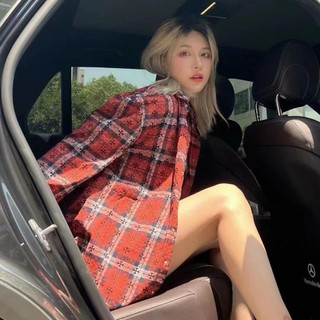 Chrome hearts contrast color plaid shirt Women's 2022 autumn and winter loose full-print pinskin cross coat couple fashion brand