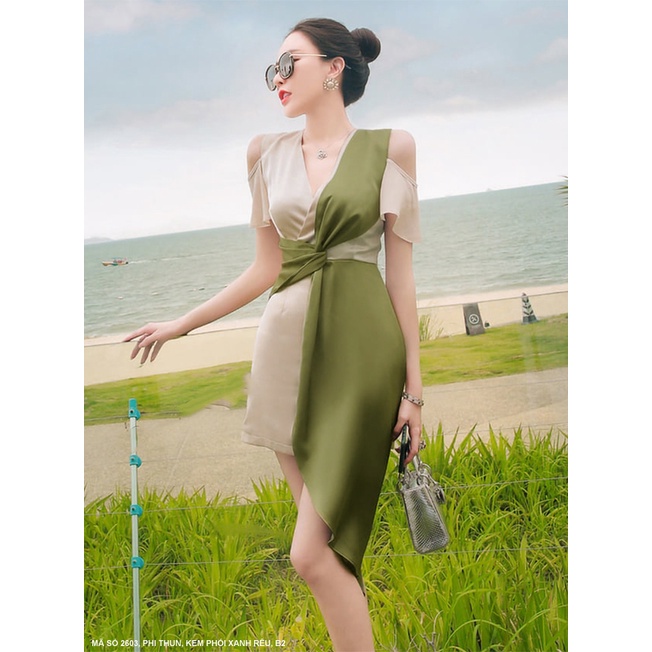 ĐẦM DẠO PHỐ PHỐI 2 MÀU QUYẾN RŨ - DDD2603