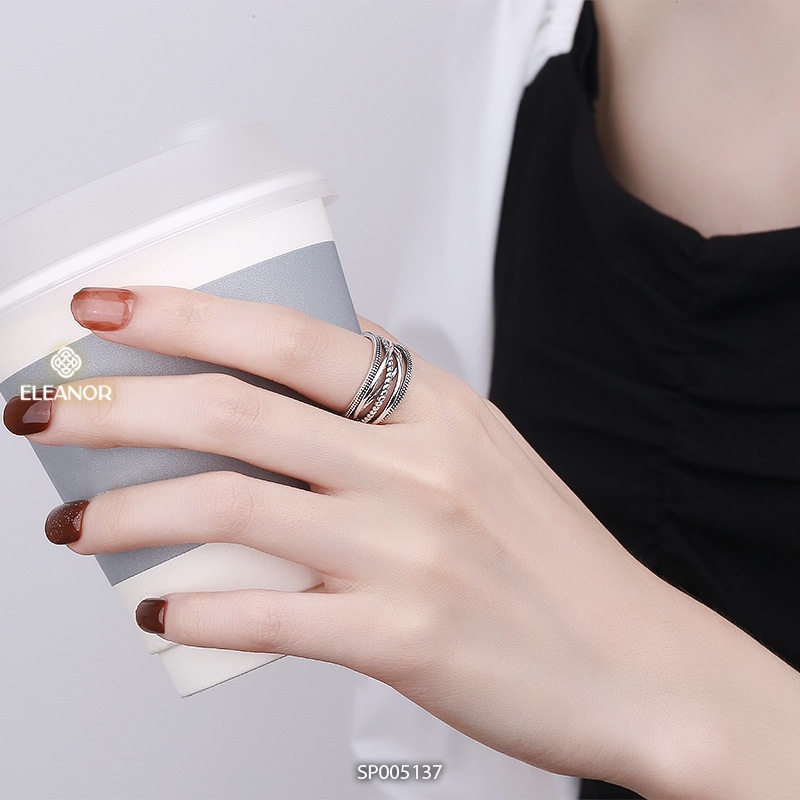 Nhẫn nữ bạc 925 Eleanor Accessories họa tiết vòng xoắn phụ kiện trang sức 5137