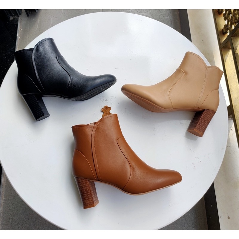 Giày boot da thật mẫu viền chéo