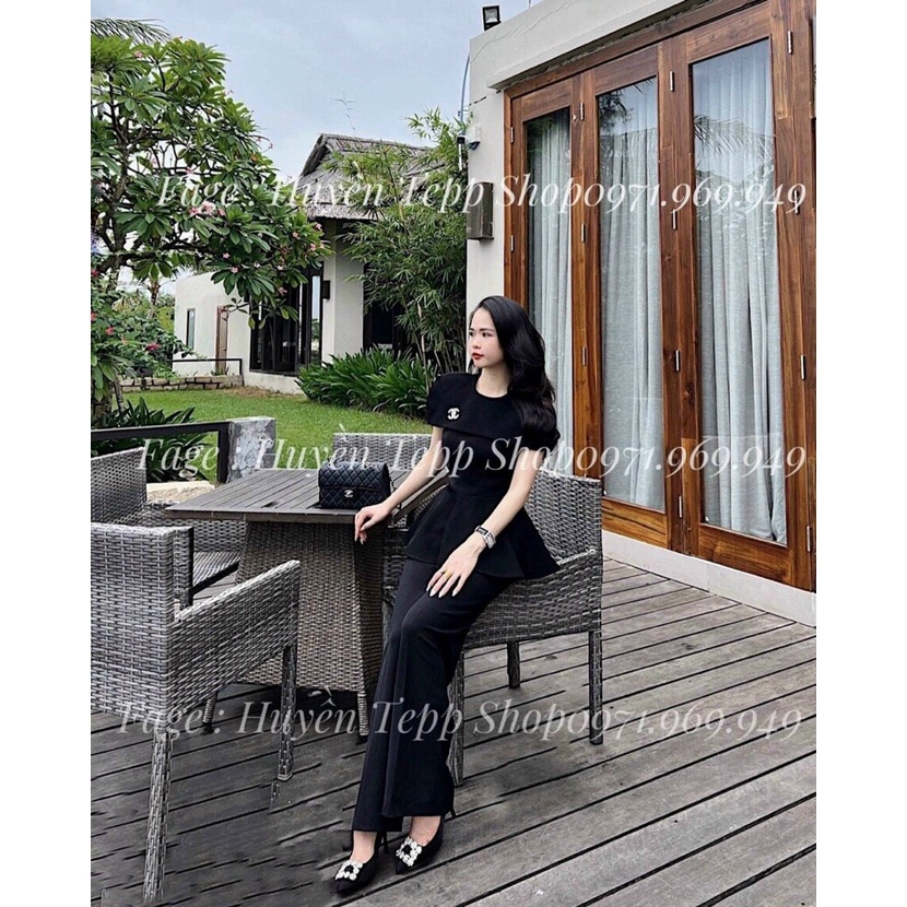 [12.12 Sales Freeship] Set bộ đồ nữ thiết kế quần dài, set áo pelum cổ tròn kèm tang 2 màu trắng đen sang trong mtb