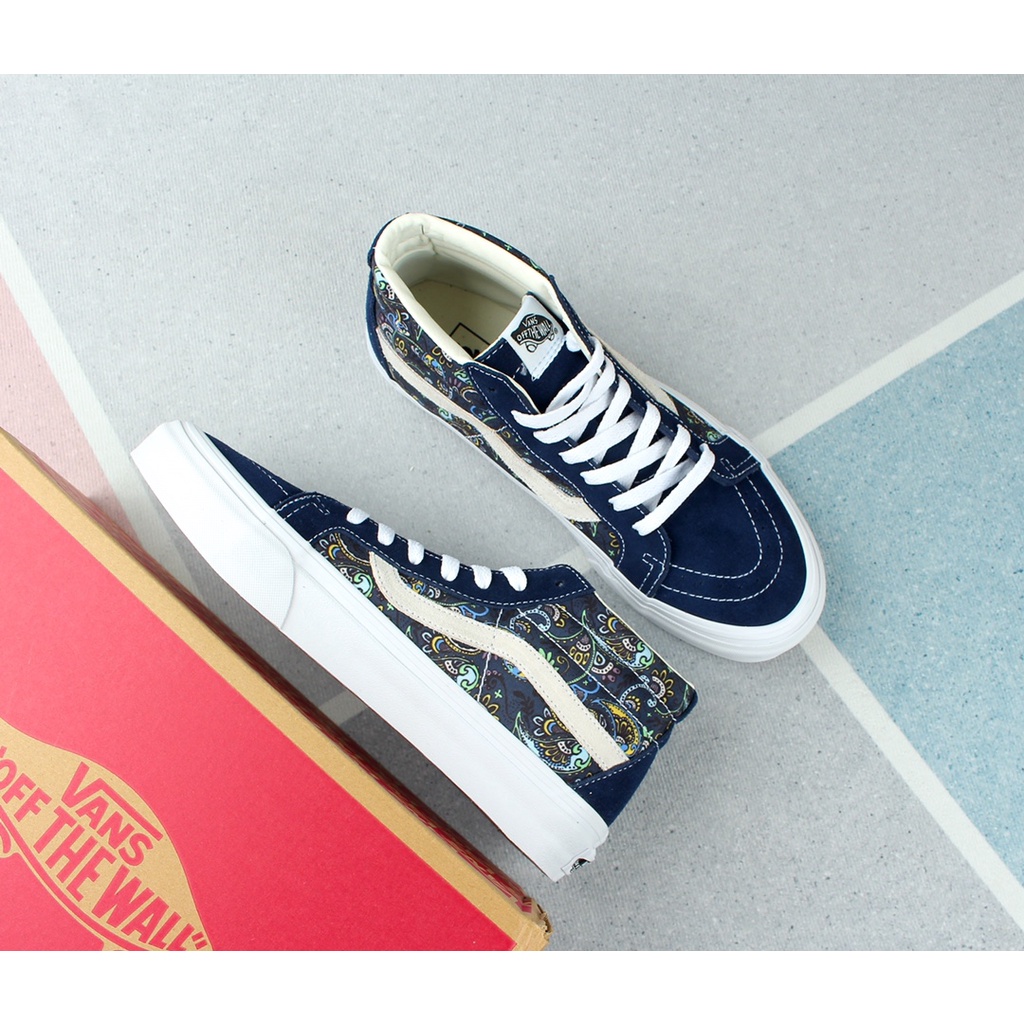 Giày Thể Thao Vans Chính Hãng Màu Xanh navy / cashew nut flower Sk8 Thời Trang Cho Nam Và Nữ