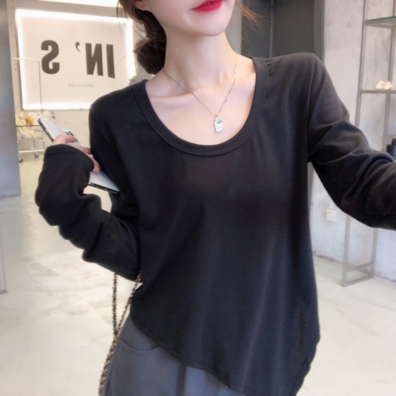 IELGY  IELGY Áo Thun Tay Dài Cổ Tròn Dáng Rộng Thời Trang Mùa Xuân Cho Nữ