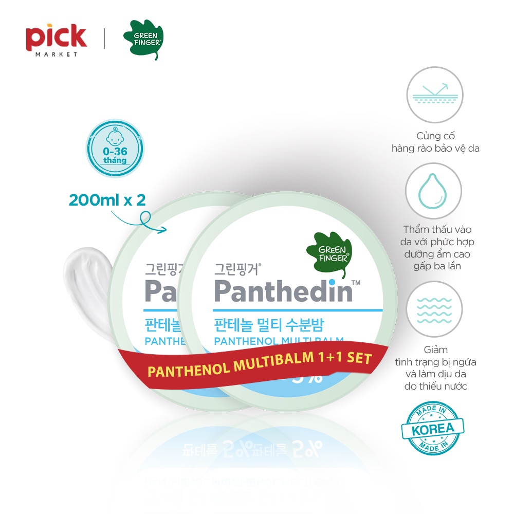 Combo 2 hũ Sáp Dưỡng môi Dưỡng ẩm Đa Năng cho bé (0-36 tháng) GREENFINGER PANTHEDIN 5% PANTHENOL MULTI BALM 14g (1 hũ)