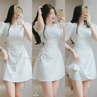 Đầm nữ dáng a hàn quốc, đầm nữ đi chơi cá tính thiết kế tnh tế đính đá mix khoét eo độc đáo có lót