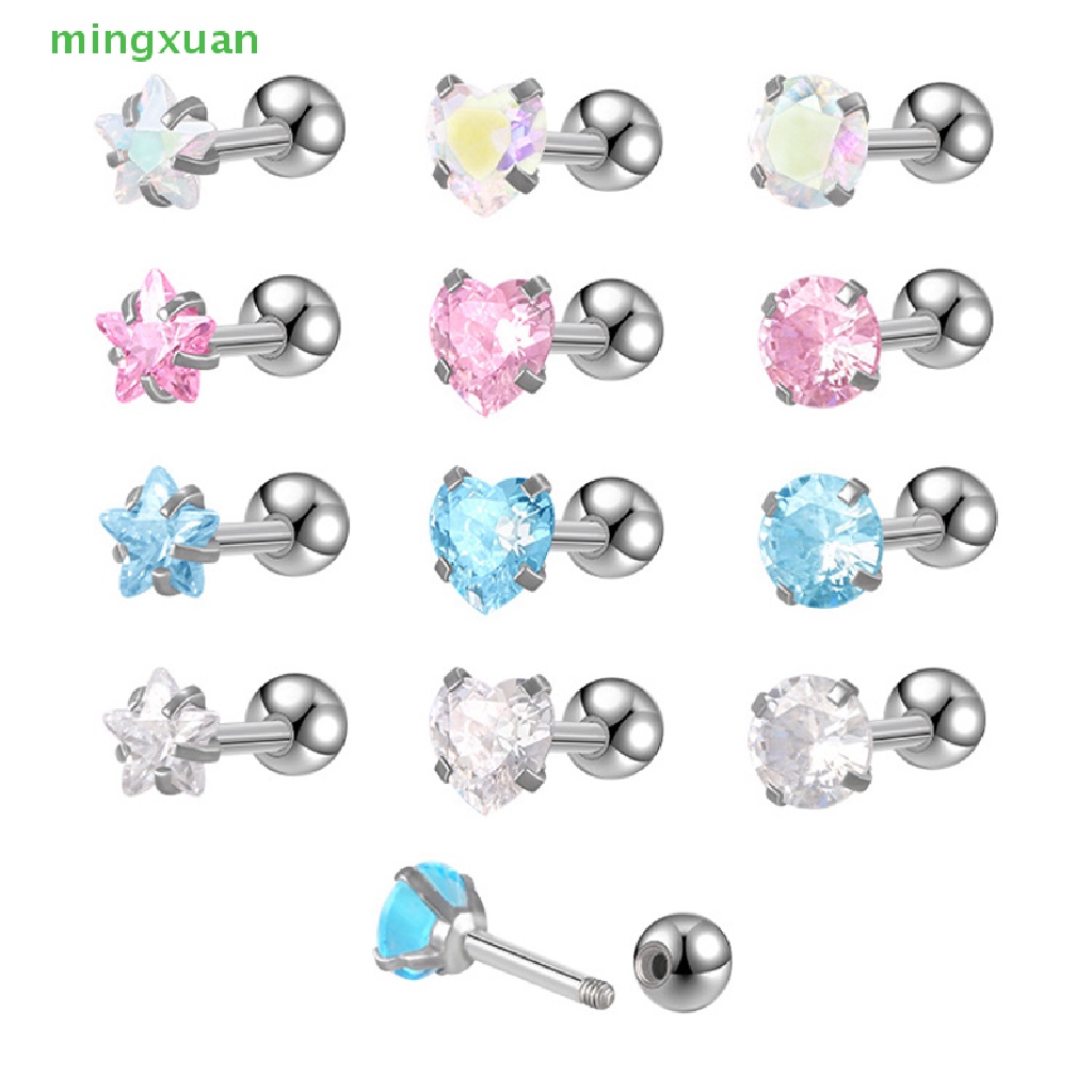 1 Đôi Khuyên Tai Bằng Thép Không Gỉ Đính Đá Zircon Thời Trang