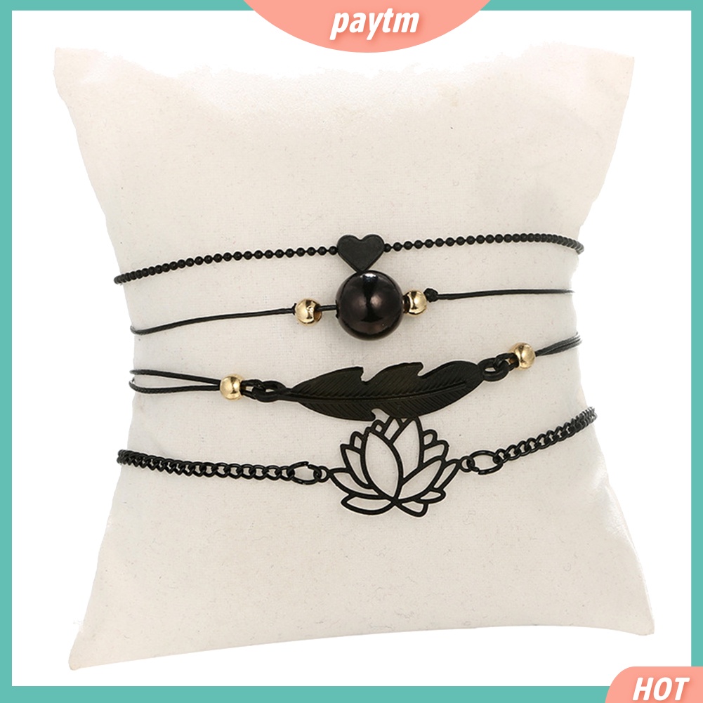 {PTM} Set 4 dây đeo tay mặt hình hoa lá trái tim thời trang cho nữ