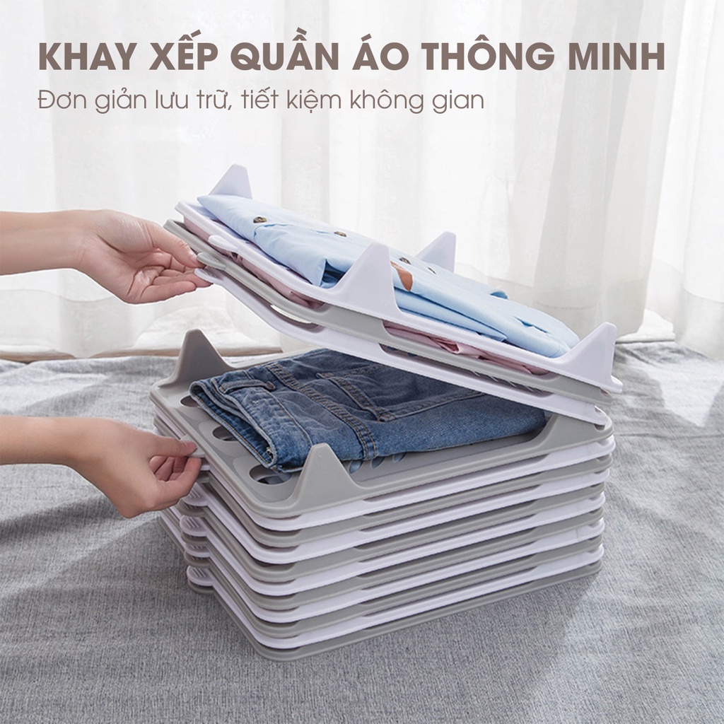 Khay Xếp Quần Áo Chia Ngăn Đựng Đồ Đa Năng, Chất Liệu Nhựa PP Cao Cấp