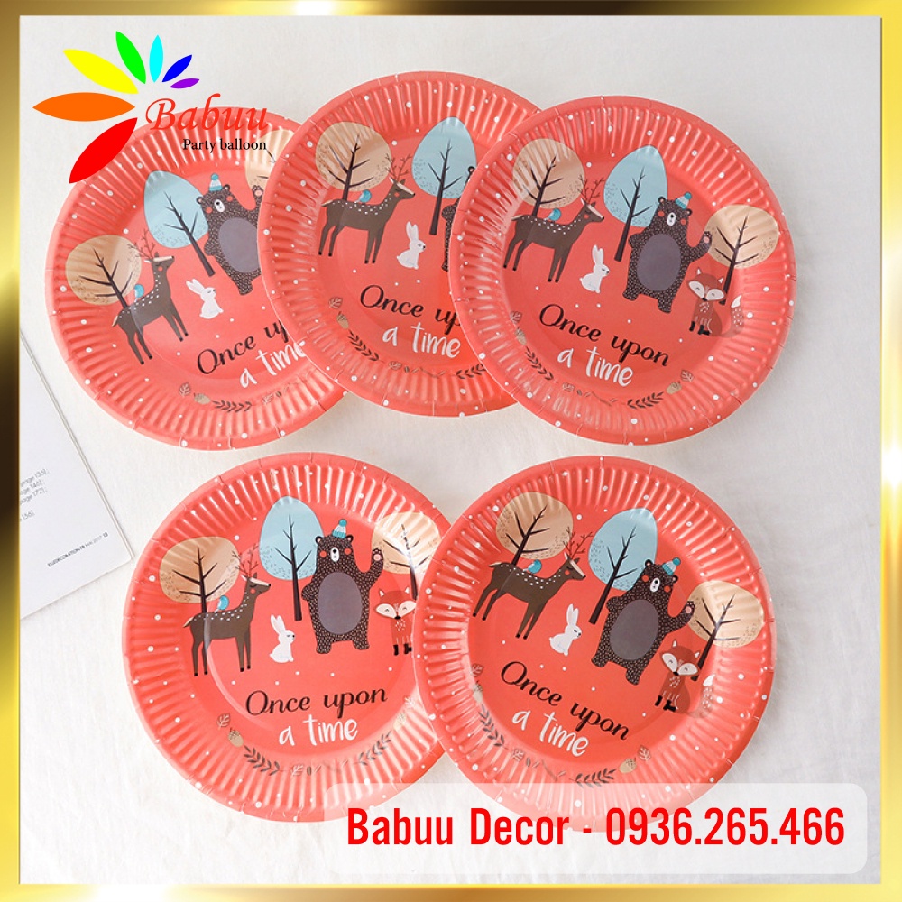 Set 10 cốc, đĩa và ống hút họa tiết nhiều chủ đề trang trí sinh nhật
