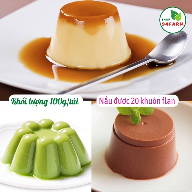 Set nguyên liệu Pudding 100 gram có 7 vị tự chọn Trứng, Khoai môn, Đào, Dâu, Sô cô la, Dưa gang, Trà xanh Matcha