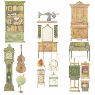 (Chu kỳ) Băng dính trang trí washi tape hoạ tiết nội thất vintage