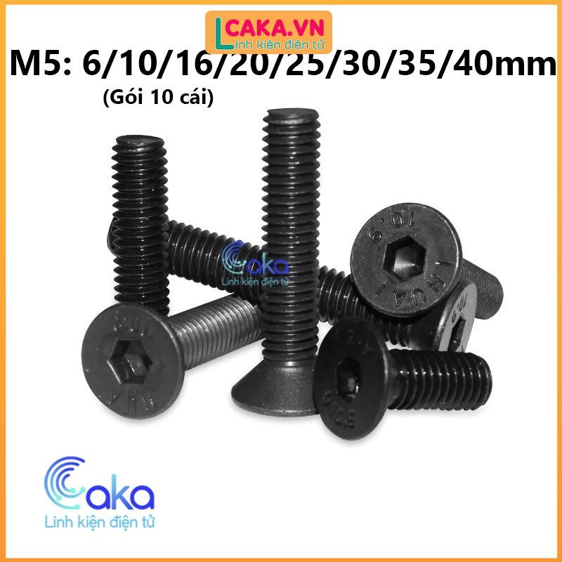 Bulong vít lục giác chìm đầu côn M5x6/10/16/20/25/30/35/40mm DIN7991 cao cấp
