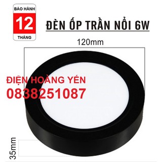 Đèn LED ốp trần gắn nổi 6W vuông tròn viền đen ánh sáng trắng